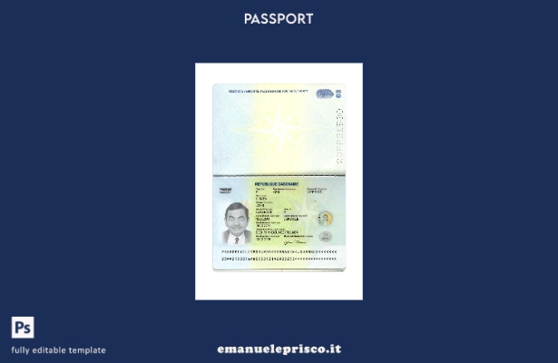 modello di passaporto gabonese in stile verificato